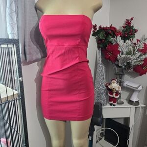 Express Fuchsia Strapless Dress